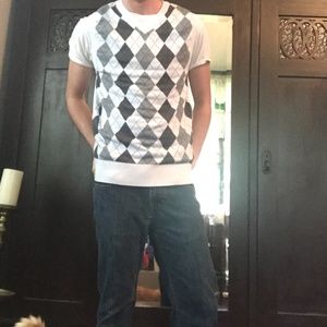 White plaid sweater-vest